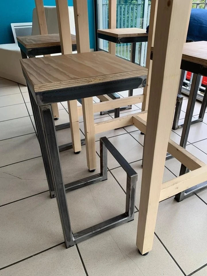 Tabouret bois & métal — création Flarr